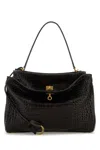 Balenciaga Women Dark Brown Leather Rodeo Handbag In Black