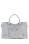 Balenciaga Structured Grey Leather Handbag With Dual Handles In Gray