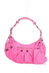 Balenciaga Small Leather Shoulder Bag With Heart-shaped Detail In Pink