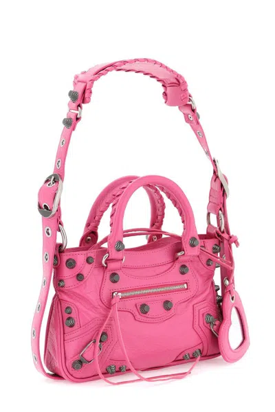 Balenciaga Xs Neo Cagole Leather Satchel In Pink