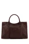 Balenciaga Burgundy Leather Medium Le City Handbag In Brown