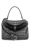 Balenciaga Women Brown Leather Mini Rodeo Handbag In Gray