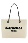 Balenciaga Rectangular Shearling Handbag With Metal Chain Handles In Neutral