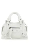 Balenciaga Women White Leather Super Nano Neo Classic Handbag In White