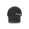 Balenciaga Tilted Typo Cap In Cotton Drill Accessories In Black