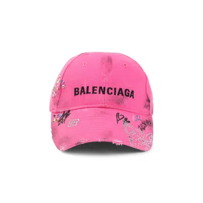 Balenciaga Upcycled Embellished Baseball Cap In Pink