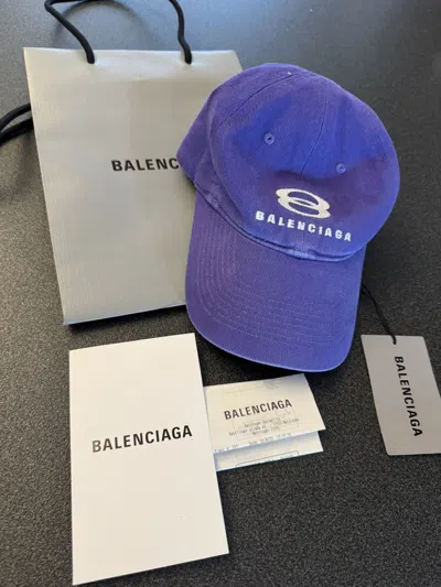 Pre-owned Balenciaga Hat Unity Logo In Purple