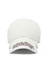 Balenciaga Distressed Logo-embrodiered Baseball Cap In White