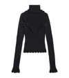 Balenciaga Cotton Rib Knit Heart Cutout Sweater In Black
