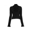 Balenciaga Cotton Rib Knit Heart Cutout Sweater In Black