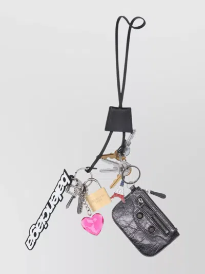 Balenciaga Heart Padlock Eiffel Tower Key Holders In Silver