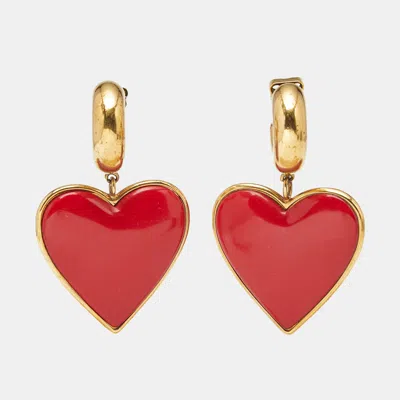Pre-owned Balenciaga Heart Resin Gold Tone Earrings