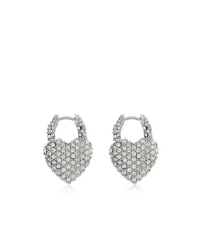 Balenciaga Heart-shaped Earrings In Gray