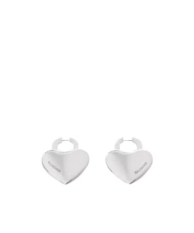 Balenciaga Heart-shaped Earrings In Silver