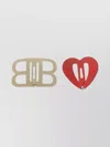Balenciaga Heart Shaped Metallic Hair Accessory Set In Red