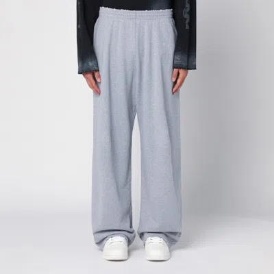 Balenciaga Heather Grey Cotton Baggy Trousers With Wear In Gray