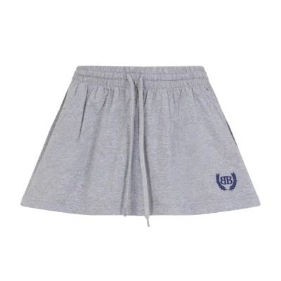 Balenciaga Heather Grey Cotton Shorts Mini Skirt