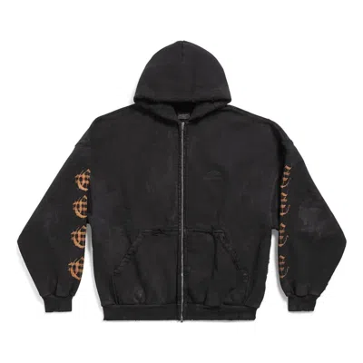 Balenciaga Heavy Metal Zip-up Hoodie Oversized 'black Faded'