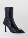BALENCIAGA HEELED BOOTS WITH METALLIC EMBELLISHMENT AND POINTED TOE