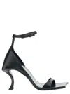 Balenciaga Squared Toe Huorg Leather Sandals 11cm In Black