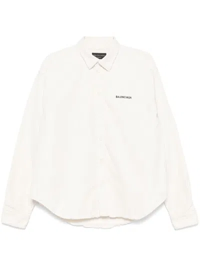 BALENCIAGA EMBROIDERED-LOGO SHIRT - MEN'S - COTTON/POLYESTER