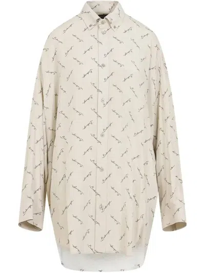 Balenciaga Hemd Mit Print In Nude