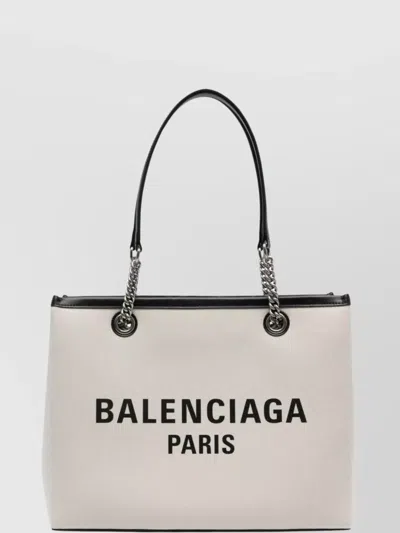 Balenciaga Logo-print Canvas Tote Bag In Neutrals