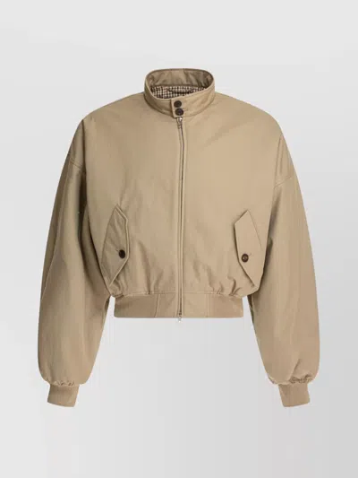 Balenciaga High Collar Jacket With Buttoned Pockets In Beige