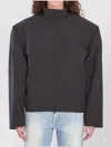 Balenciaga High Collar Linen Cotton Jacket In Gray