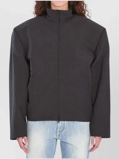 BALENCIAGA HIGH COLLAR LINEN COTTON JACKET