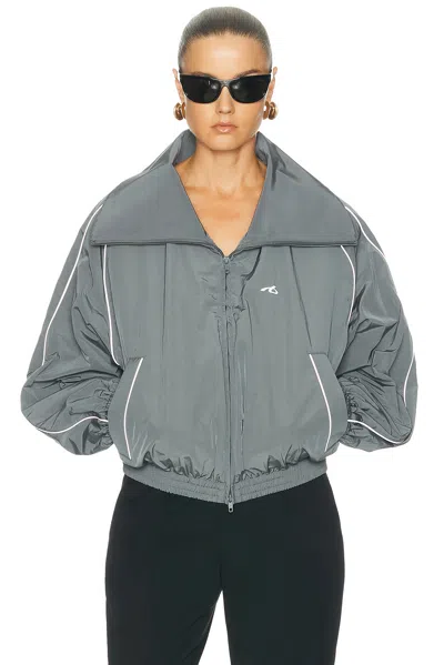 Balenciaga High Collar Track Jacket In Gray