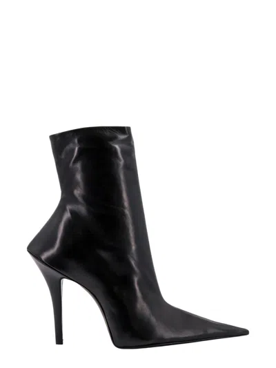 Balenciaga High-heeled Ankle Boots With Glossy Finish And Pointed Toe In Black