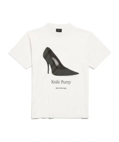 Balenciaga High-heeled Pattern Short-sleeved T-shirt In White