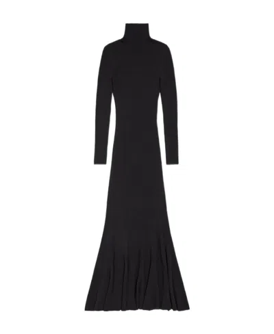 Balenciaga High-neck Cashmere Maxi Dress In Black