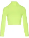 Balenciaga Neon Crop Mock Neck Top In Green