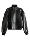 Balenciaga High-neck Leather Bomber Jacket In Black