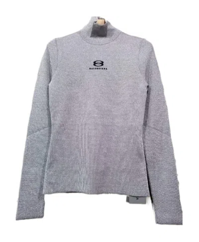 Balenciaga High-neck Long-sleeved Sweater In Gray