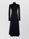 Balenciaga High Neckline Long Sleeve Fitted Bodice Flared Skirt