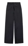 Balenciaga High-rise Cotton-wool Wide-leg Pants In Black