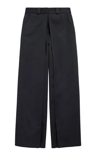 BALENCIAGA HIGH-RISE COTTON-WOOL WIDE-LEG PANTS