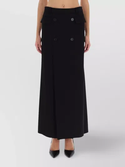Balenciaga High Waist Long Skirt With Back Slit In Black