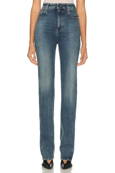 Balenciaga High Waist Slim Leg In Blue