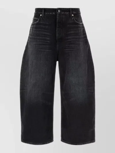 Balenciaga High Waist Wide Leg Cropped Denim Jeans In Blue