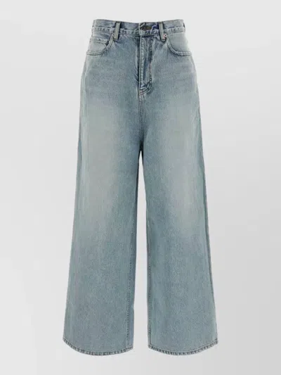 Balenciaga High Waist Wide Leg Denim Jeans In Blue