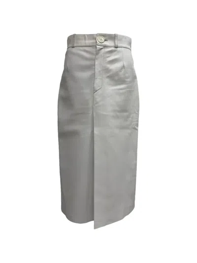 Pre-owned Balenciaga High-rise Leather Skirt In White