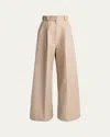 Balenciaga High Waist Pants Wide Leg Belt Loops In Nude