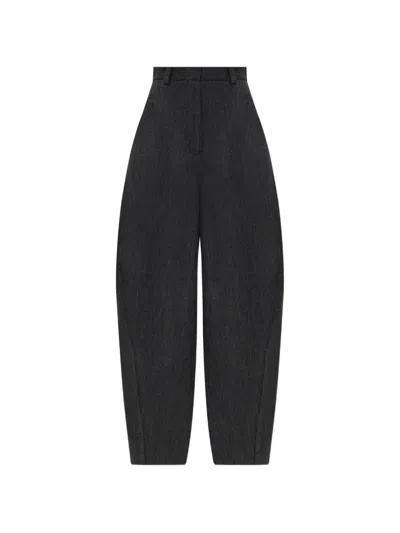 Balenciaga High-waist Barrel Pants In Dark Grey In Gray