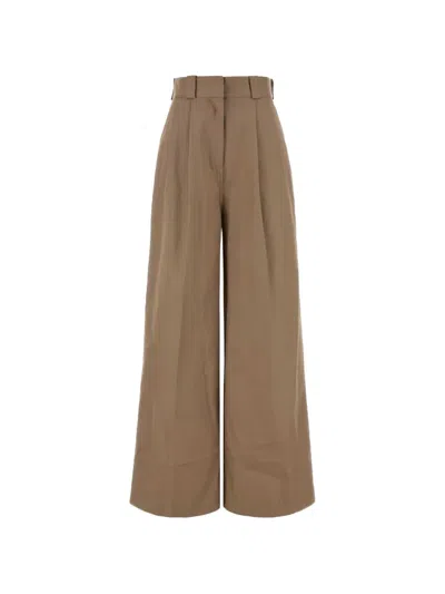 Balenciaga High-waist Twill Wide-leg Trousers In Brown