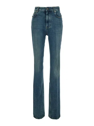 Balenciaga High-waisted Slim-fit Jeans With Back Logo Patch In Blue