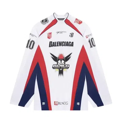 Pre-owned Balenciaga Hockey Racing Logo Longsleeve Jersey In White